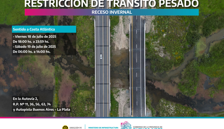 Restricción de tránsito pesado por el inicio del Receso Invernal