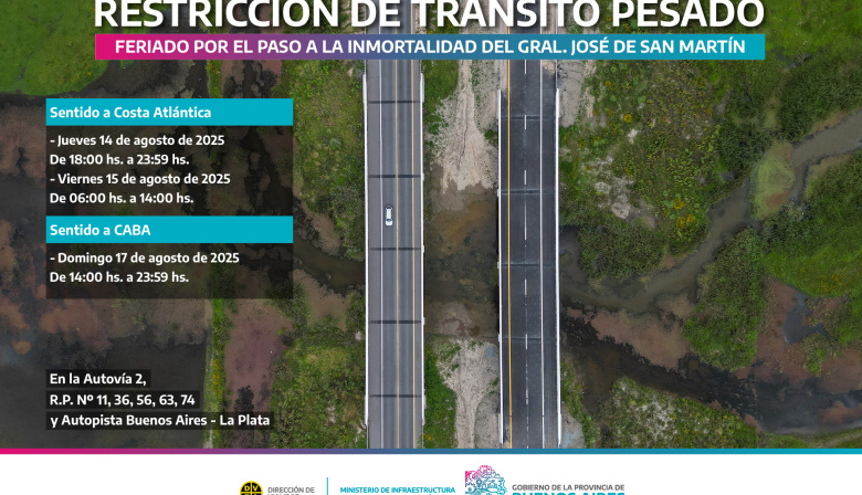 Restricción de tránsito pesado por el Paso a la Inmoralidad de San Martín