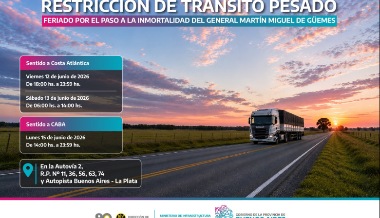 Restricción de tránsito pesado por el Paso a la Inmortalidad del General Güemes