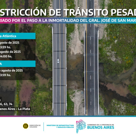 Restricción de tránsito pesado por el Paso a la Inmoralidad de San Martín